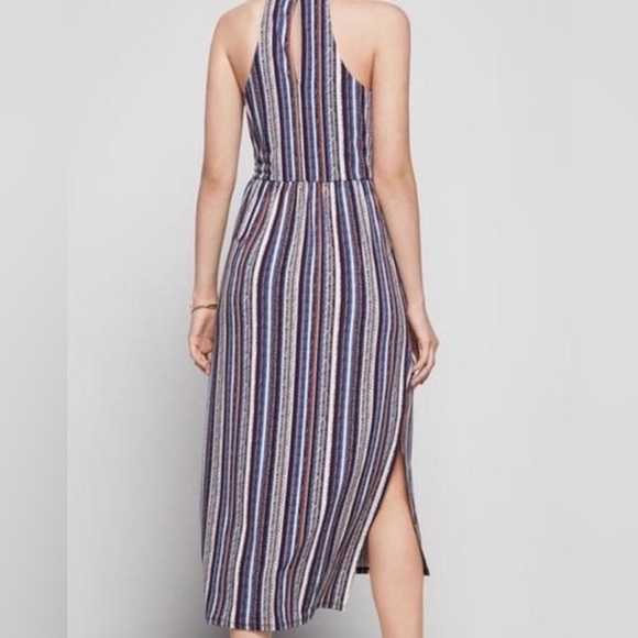 BCBG Generation Faux Wrap Striped MIDI Dress with Pockets Sz XS Halter Back - Picture 8 of 14